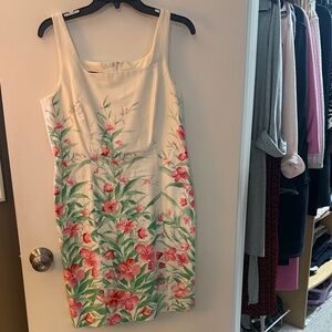 Jones New York Cream Floral Midi Dress